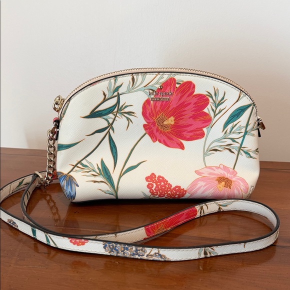 kate spade Handbags - Kate Spade Floral Crossbody Bag - Cream and Red